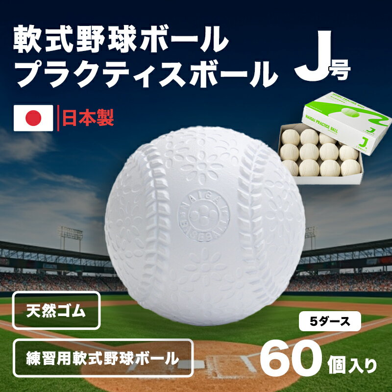 【ふるさと納税】野球ボール 軟式 5ダース 60個入り J号 プラクティスボール 練習用 naigai 日本製 小学生 スポーツ用品 軟式野球ボール 天然ゴム 公認球サイズ 内外ゴム 兵庫県明石市