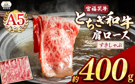 【栃木県共通返礼品】宮福笑牛(とちぎ和牛) A5 肩ロースすきしゃぶ 約400g  | 栃木県 下野市