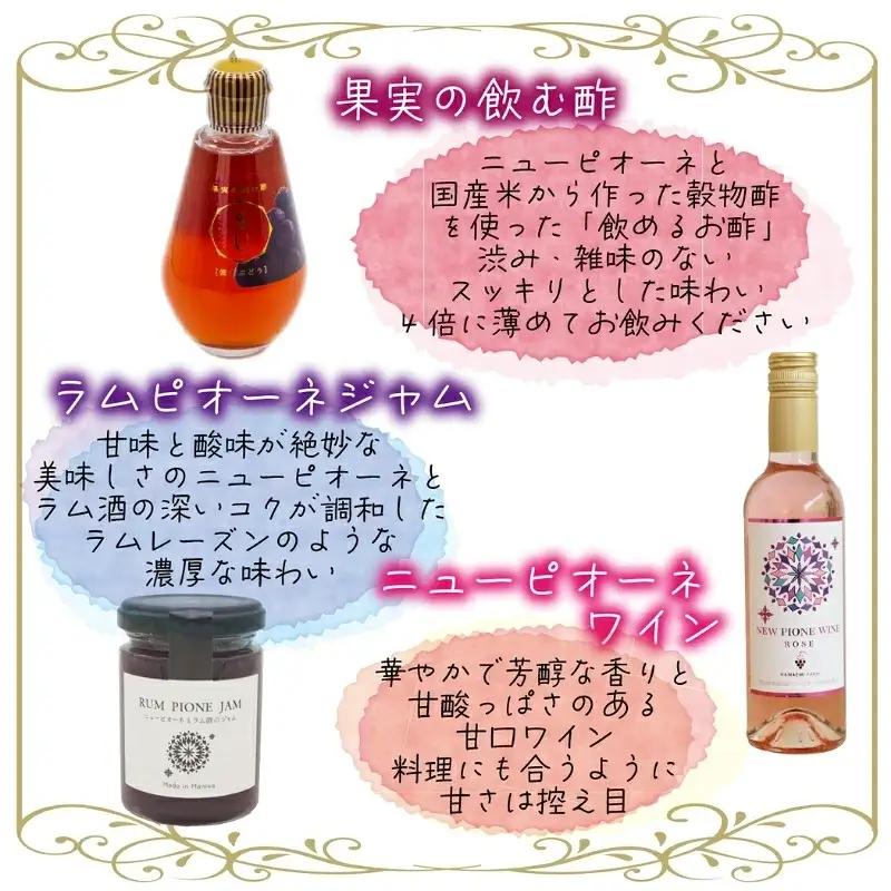 【2026年先行予約】花笑み農園　岡山の『ピオーネ&ラムピオーネジャム&ピオーネワイン&飲む酢』 【hana074-02】