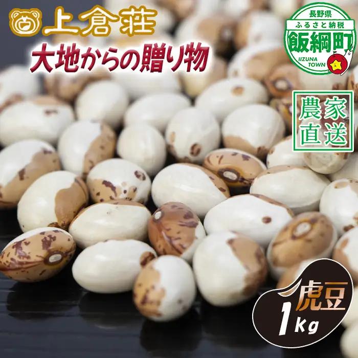 信州産 豆 虎豆 1000g 1kg 上倉荘 沖縄県への配送不可 2026年10月中旬頃から2026年11月下旬頃まで順次発送予定 信州 お豆 まめ マメ 野菜 長野県 飯綱町 [1859]