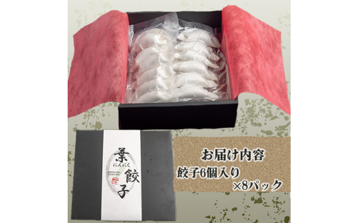 有機 葉 ニンニク と 四万十 豚 で作った 最高級 餃子 （ 6個入り x 8パック ）ぎょうざ ギョウザ にんにく 高知 野菜