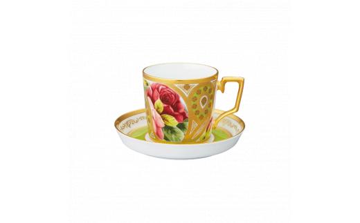 オマージュ コレクションコーヒー碗皿（若草色絵薔薇文） 058-H1241