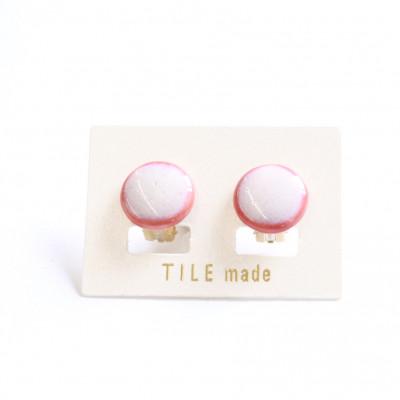 ふるさと納税 瑞浪市 【美濃焼】ピンクむらタイルイヤリング(直径15mm)