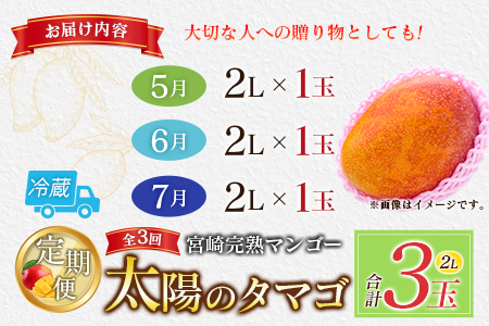 【定期便3回】2027年出荷 2L×1玉マンゴー 太陽のタマゴマンゴー E222-27