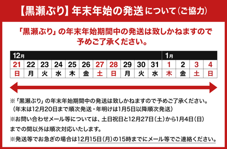 KU281-1-2511 <2025年11月発送分>活じめ!黒瀬ぶりの生鮮ブリロイン2節(400g前後)