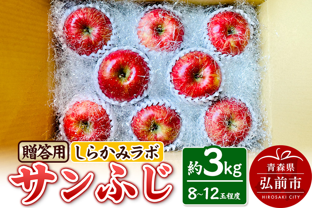【25年12月〜発送】りんご サンふじ 贈答用 約3kg しらかみラボ