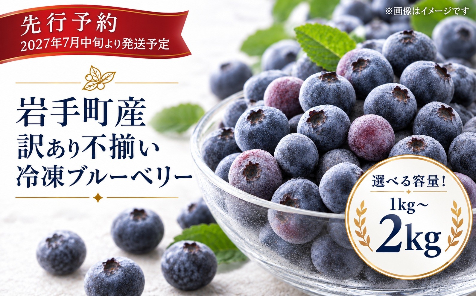 
                  【2027年先行予約】【選べる容量】訳あり ブルーベリー 冷凍 不揃い 1㎏ 2㎏ 岩手町産 フルーツ 果物 スムージー ジャム ヨーグルト 2027年7月中旬頃より順次発送
                