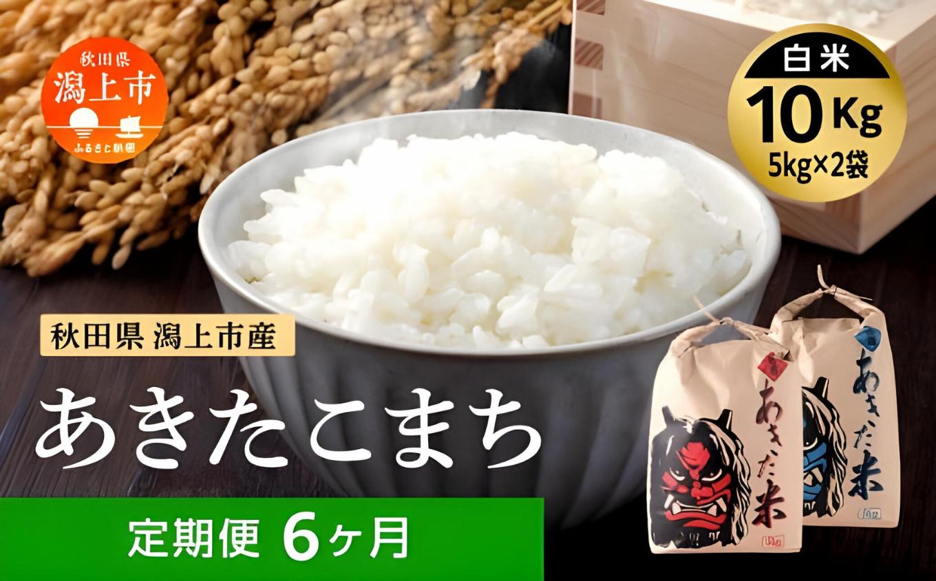 《先行予約》【6ヶ月定期便】 定期便 秋田県産 新米 あきたこまち 6か月 10kg 5kg × 2袋 精米 直送 米 お米 こめ おこめ コメ ブランド米 産地直送 贈り物 プレゼント おいしい 秋田こまち 六ヶ月 定期 一人暮らし 令和8年産 秋田県潟上市