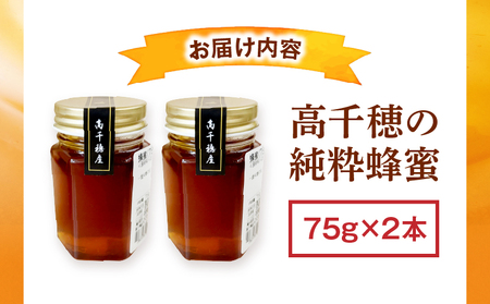 日本みつばち 高千穂の純粋蜂蜜 75g×2本|蜂蜜 はちみつ 日本みつばち 純粋蜂蜜 国産蜂蜜 天然蜂蜜 垂れ蜜 蜜蜂 希少 蜂蜜 濃厚 花 伝統製法 特産品 ふるさと納税 返礼品 宮崎県 高千穂町 