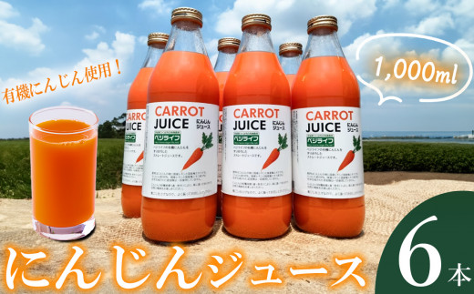 にんじんジュース 1000ml × 6本 有機にんじん 使用  │ 人参 ジュース セット 有機にんじん 野菜 有機野菜 健康 野菜ジュース ヘルシー 甘い 飲み物 茨城県 つくば市