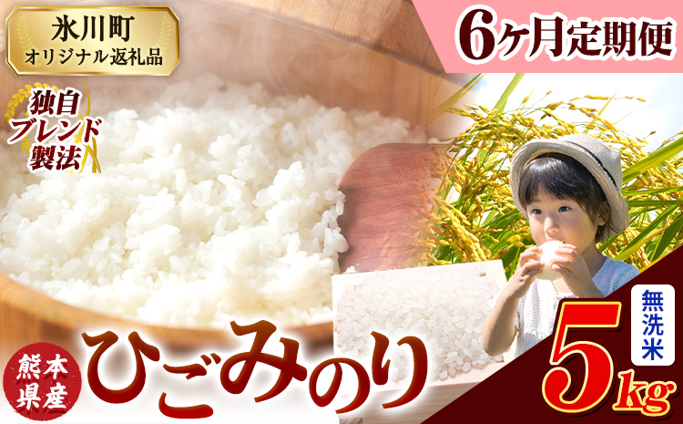 【6ヶ月定期便】ひごみのり 無洗米 熊本県産 ブレンド米 5kg 熊本県産 ふるさと納税  精米 米 こめ ふるさとのうぜい コメ お米 おこめ《申込み翌月から発送》