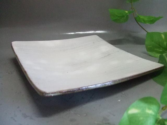 
【信楽焼】粉引立線正角鉢・皿　　　　　　nwu-015
