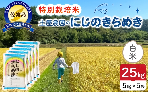 佐渡島産にじのきらめき 白米 25kg 令和8年産 特別栽培米 土屋農園 | 新潟県産にじのきらめき 佐渡産にじのきらめき にじのきらめき お米 米 白米 精米 おこめ コメ 25キロ にいがた さど 新潟県 佐渡市