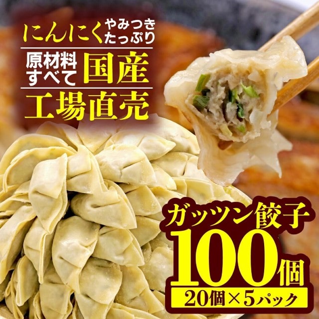 餃子 にんにく 100個 20個 5パック ジューシー 冷凍 食品 小分け ガッツン餃子 松福 国産 豚肉 おつまみ 惣菜 焼くだけ 中華 笑福 焼き餃子 おいしい おかず 新米 に合う 静岡 沼津