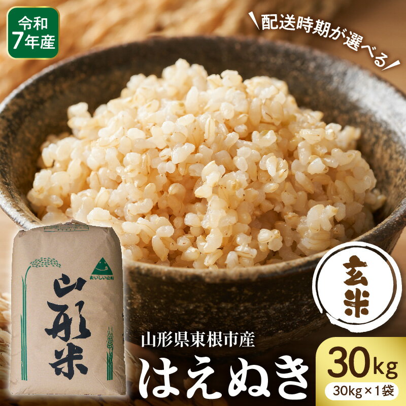【ふるさと納税】令和7年産 玄米 はえぬき 30kg ( 30kg × 1袋 ) 発送時期が選べる | 米 お米 コメ おにぎり 弁当 大容量 お取り寄せ 産地直送 山形県産 人気 おすすめ 送料無料 東北 山形 山形県 東根市