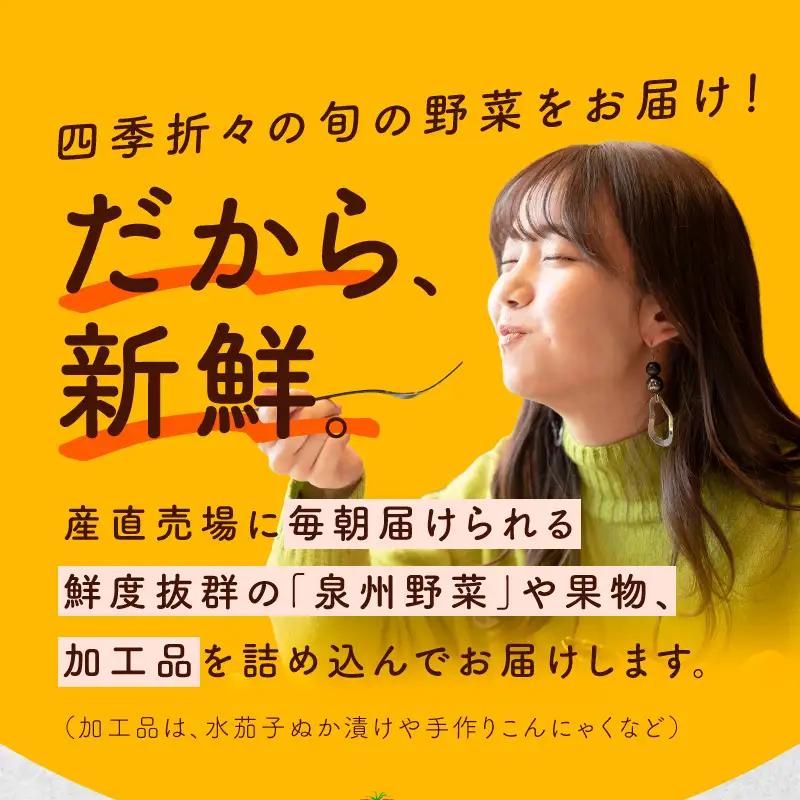 泉州野菜 定期便 15種類以上×全3回【毎月配送コース】