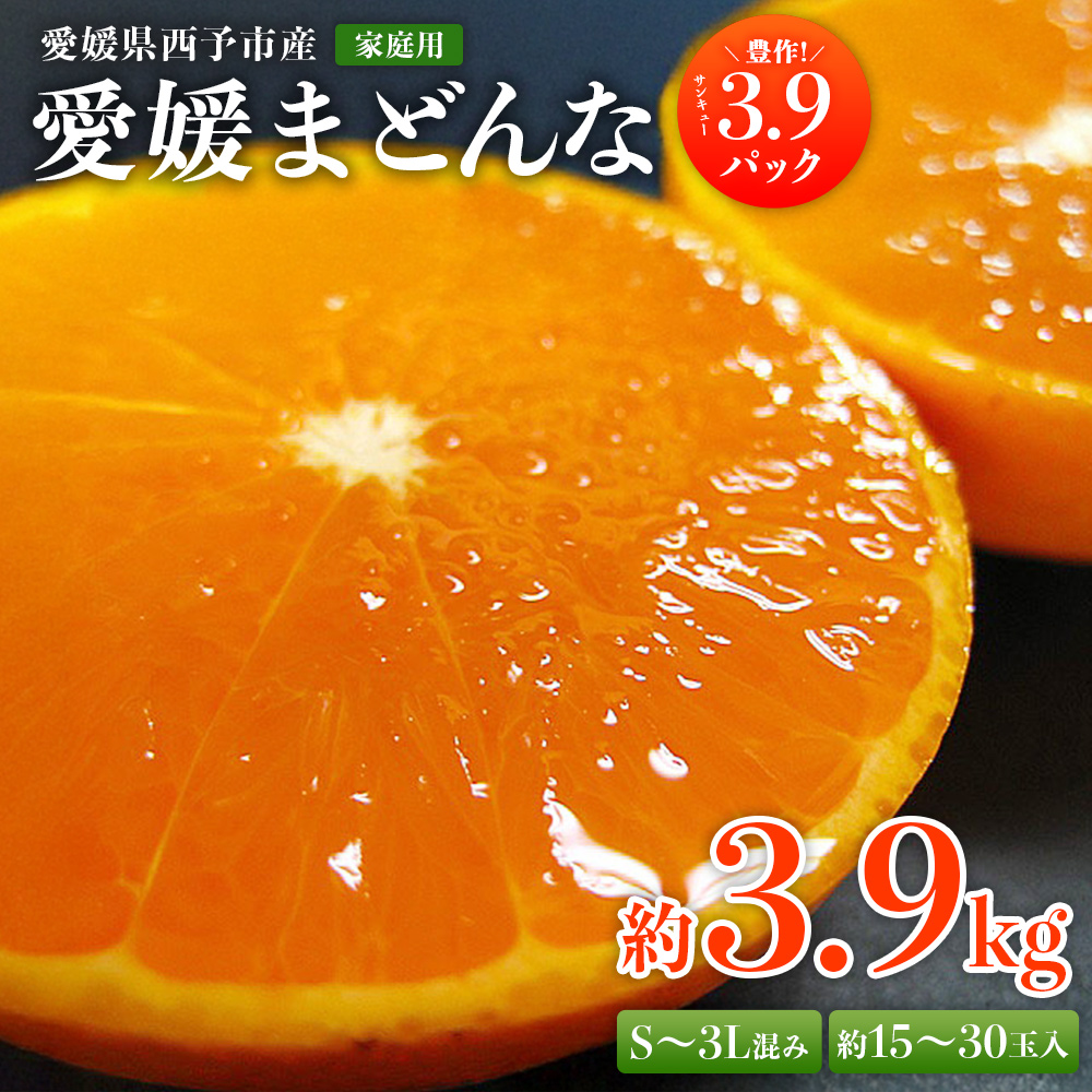 紅まどんなと同品種！＜愛媛県西予市産 愛媛まどんな 家庭用 豊作 3.9パック 約3.9kg＞ 訳あり 柑橘 果物 フルーツ 愛媛果試第28号 マドンナ 食べて応援 宇都宮物産【常温】『2025年12月上旬～12月下旬迄に順次出荷予定』