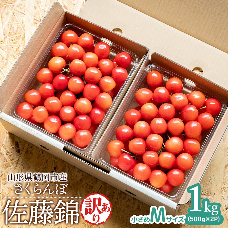 【ふるさと納税】［訳あり］さくらんぼ 佐藤錦 Mサイズ・バラ詰め 1kg(500g×2P)　山形県鶴岡市産　大膳農園