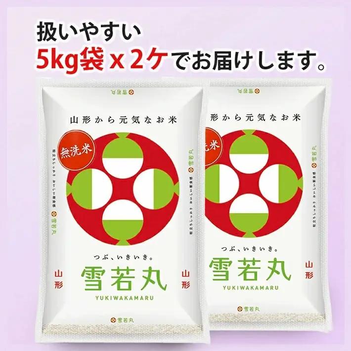 ≪新米予約≫ 令和8年12月中旬お届け 無洗米 雪若丸 10kg 5kg×2袋 山形県産 令和8年産米 ご希望の時期頃お届け 東北 山形県 遊佐町 庄内地方 精米 白米 小分け 少人数 阿部ベイコク[