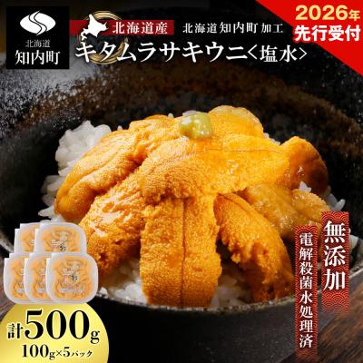 ふるさと納税 知内町 2026年先行受付 ☆北海道産☆塩水キタムラサキウニ 贅沢100g×5パックセット マルタカ高橋商店