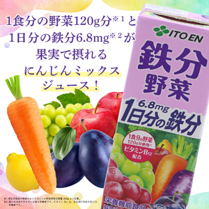 伊藤園 鉄分野菜 紙パック 200ml 48本 「1 食分の野菜」と「1 日分の鉄分」が果実で摂れるにんじんミックスジュース　023-G-IT014