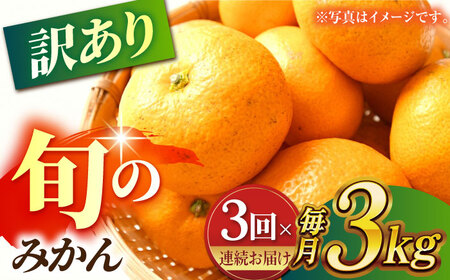 【先行予約】【数量限定】【3回定期便】【訳あり】家庭用 みかん 約3kg 詰め合わせ 柑橘【合同会社 社方園】[ZBZ023]