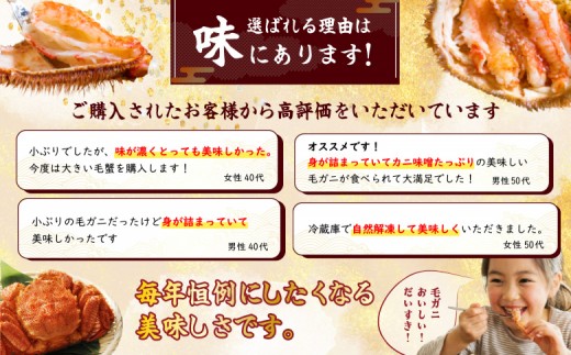 【北海道産】『冷凍』毛ガニ350g前後×3杯【急速冷凍】