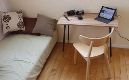 【＆FREL】ワークテーブル 天板（ナチュラルオーク）脚/フレーム（ブラック）幅90　奥行45　高さ72 ダークウッド