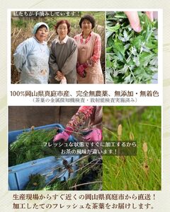 お茶 岡山県真庭市産 粉末ブレンドお茶りらく茶 ( よもぎ ・ 松の葉 ・ すぎな の3種) 3袋セット 【savon007-01】