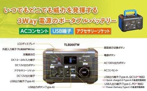 ポータブルバッテリーTLB200TW（防災）