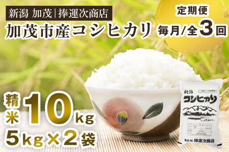 【令和7年産】【定期便3ヶ月毎月お届け】加茂市産コシヒカリ 精米 10kg