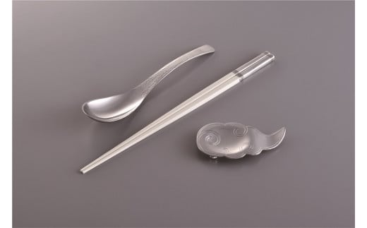 燕舞 中華箸・ステンレスレンゲ・雲型箸スプーンスタンド セット (白) FC012080