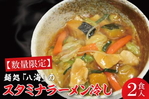 【日時指定必須】日曜朝のTVで紹介されました！麺処「八海」のスタミナラーメン冷し（２食入り）【我流食堂 ラーメン 麺 スタミナ 冷やし ラーメン ご当地ラーメン ご当地グルメ 茨城県 水戸市】（FF-5）