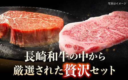 【6回定期便】【A4-A5】 長崎和牛 ヒレ・サーロインセット 計800g （ヒレ約150g×2枚・サーロイン約250g×2枚） 長与町/meat shop FUKU[ECS051]