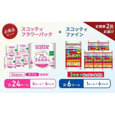 ふるさと納税 岩沼市 【6ヶ月ごと計2回お届け】キッチンペーパー+トイレットペーパー無香料6P[No.5704-1765] |  | 01