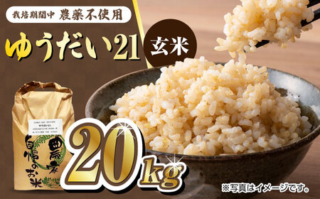 栽培期間中農薬不使用 令和6年産 佐賀県産ゆうだい21 玄米20kg/鶴ノ原北川農園[UDL026]