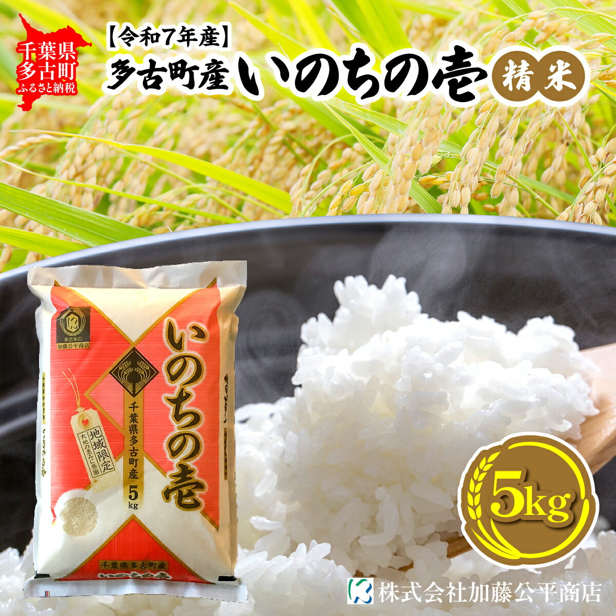 【ふるさと納税】【令和7年産】多古町産いのちの壱 精米5kg【配送不可地域：離島・沖縄県】【TAKE004】