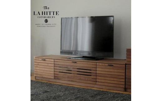 
            150幅 TVボード ウォールナット 国産 日本製 大川家具 完成品 天然木 木製 テレビ台 ルーバー 格子 おしゃれ ローボード ブラウン 茶
          