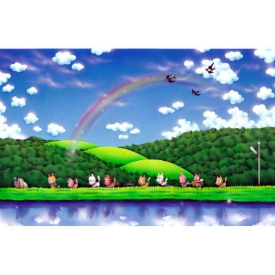 ふるさと納税 奈良市 SOCKS インチ版画「若草山虹春(こはる)風景」