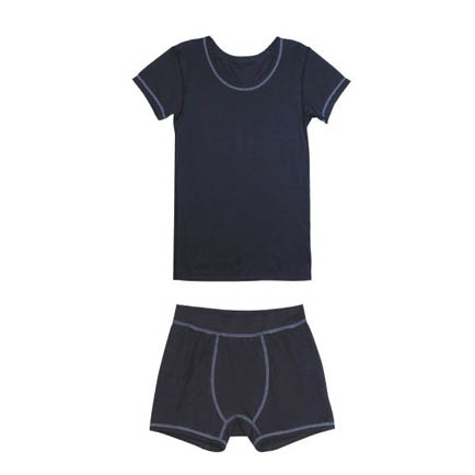 
                  Fleepボーイズインナー　ブルーベリーセット（半袖）1セット ／ 綿100％ キッズ 肌着 下着 アンダーウェア 日本製 埼玉県 No.537
                