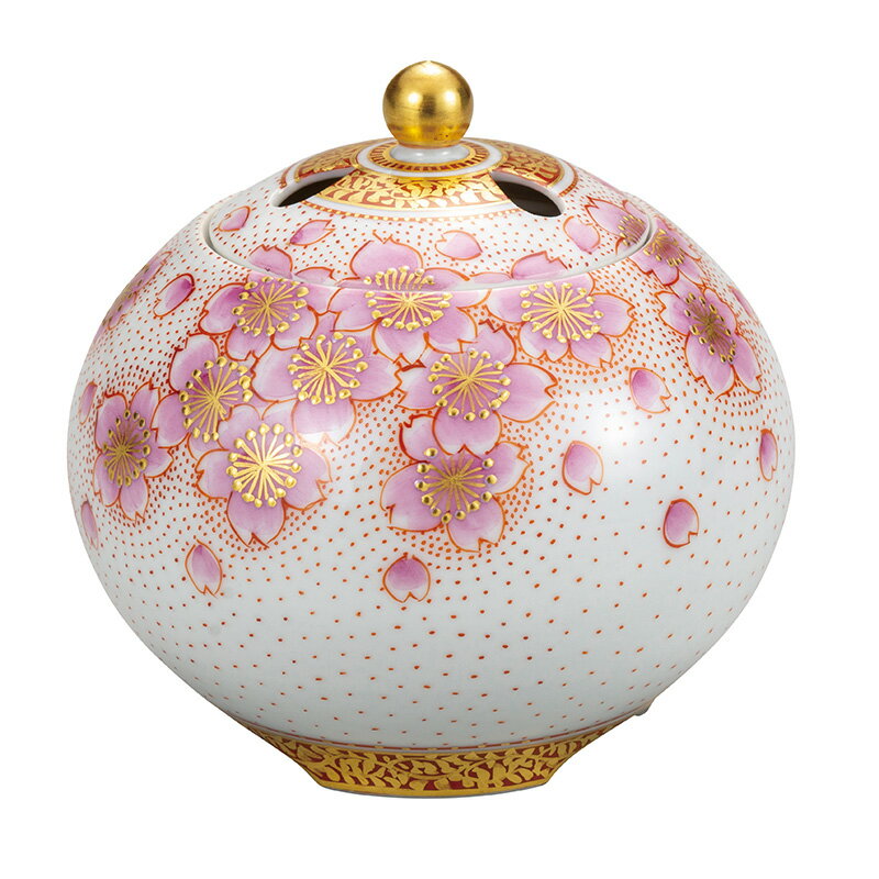 【ふるさと納税】九谷焼　3.2号香炉　金襴手桜　福田良則作 a05