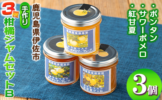 isa680 3種の柑橘ジャム食べ比べセットB(計3個・ボンタン、サワーポメロ、紅甘夏 各140g) 加工食品 果物 フルーツ 詰め合わせ 果肉 柑橘 低糖 ハンドメイド ジャム ギフト マーマレード 【薩摩美食倶楽部】