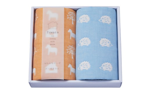 【G0613】ふわら　四重織フェイスタオル２枚セット：配送情報備考　化粧箱入