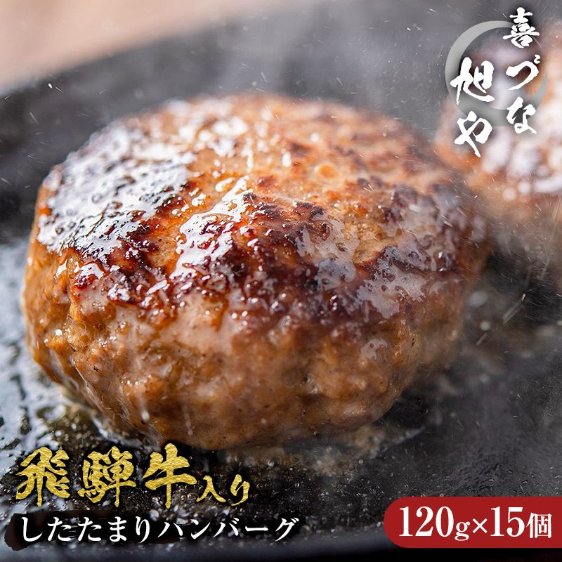 喜づな旭や　飛騨牛入りしたたまりハンバーグ　120g×15個【0092-005】