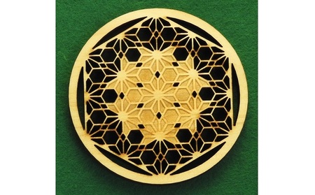 伝統文様コースター 北斎と光琳 桧製 6枚組｜HG000577