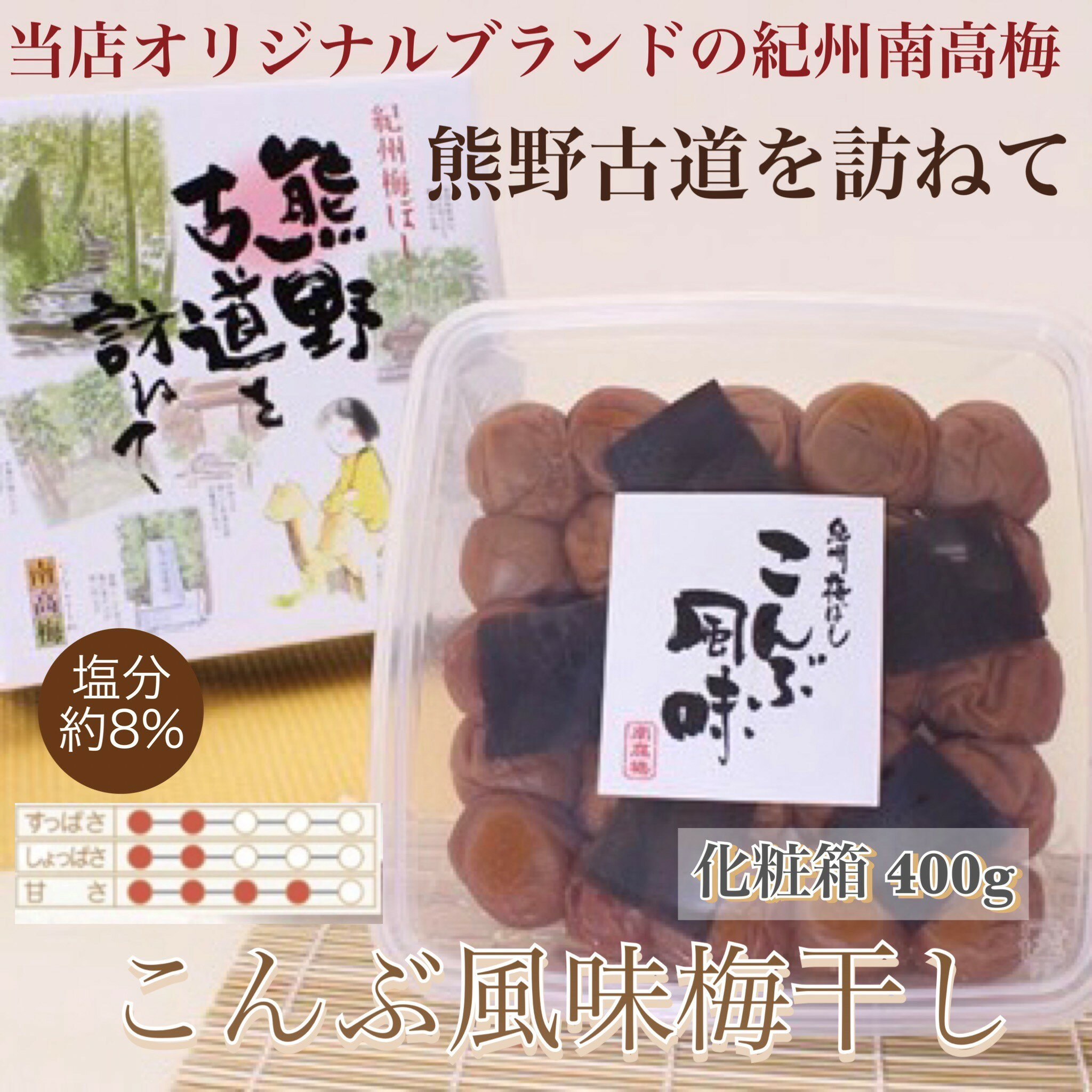 【ふるさと納税】 【贈答用】紀州南高梅 こんぶ風味梅干 約400g 化粧箱入 【US20】【準備でき次第、順次発送】 | 梅干 食品 加工食品 人気 おすすめ 送料無料