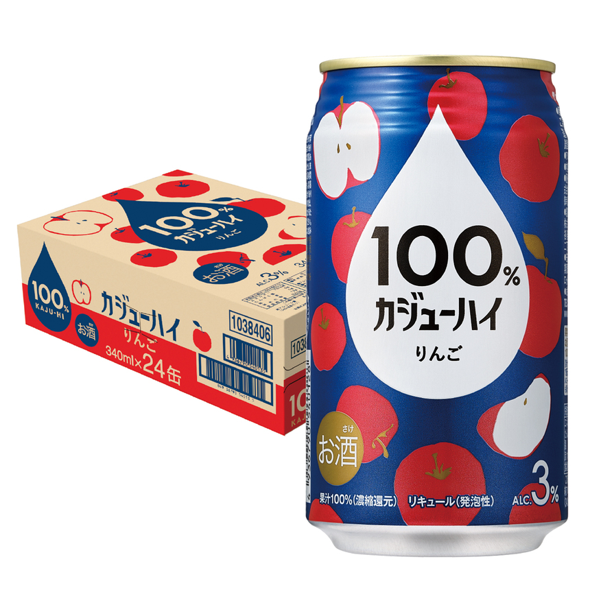 【ふるさと納税】100％カジューハイりんご 340ml × 24本 | 缶チューハイ 缶酎ハイ りんご3％ カロリー低い 喉越し 爽快 爽やか 洋酒 人気 酎ハイ サワー パーティー 送料無料 下野 