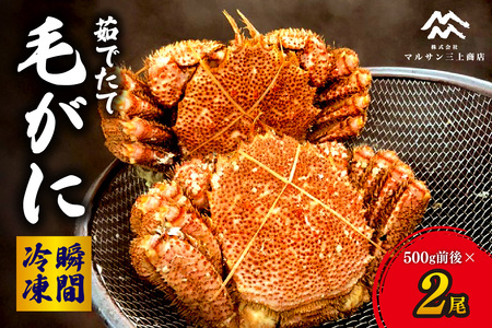 茹でたて毛がに(瞬間冷凍）500ｇ前後×2尾