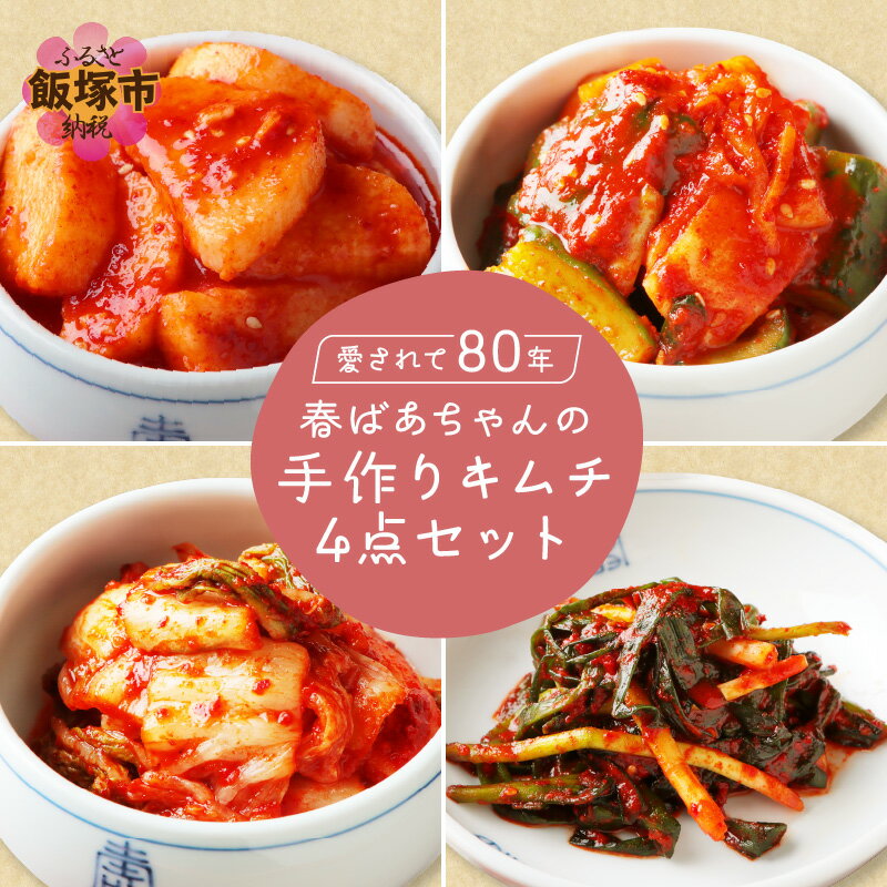 【ふるさと納税】春ばあちゃんの手作りキムチ4点セット 加工品 手作り キムチ 白菜キムチ 山芋キムチ ねぎキムチ おつまみ ごはんのお供 個包装 4点 4種 セット 【A-816】