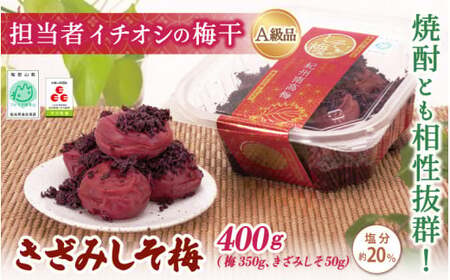 紀州南高梅 きざみしそ梅 350g(梅300g、きざみしそ50g)(塩分約20%) / 田辺市 紀州南高梅 南高梅 梅干し 梅干 梅 うめ 肉厚 お米 おにぎり 焼酎 梅酒 健康  コラーゲン 【ikm015-1】